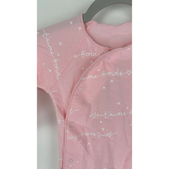 Bonds Newbies Zip Cozysuit Wondersuit Baby Size 00 3-6 Months New Pink Je T'aime - Picture 4 of 8